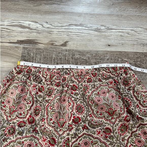 Anokhi India Block Print Cotton Shorts Red Floral Paisley Elastic Waist L - Picture 5 of 10